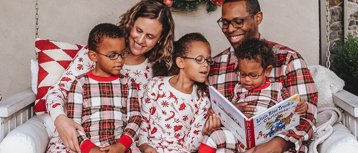 family in matching pajamas
