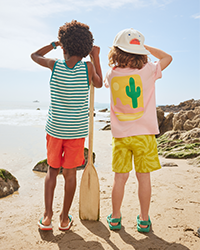 Boys,boys wearing tank top, tee and shorts, shop boys