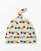 Top Knot Print Beanie In Organic Cotton in Colorful Caterpillars - main