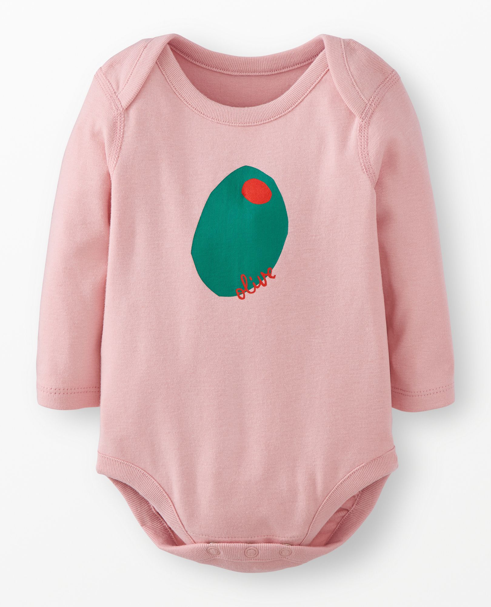 Baby Long Sleeve Graphic Bodysuit in Petite Olive - main