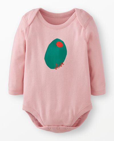 Baby Long Sleeve Graphic Bodysuit in Petite Olive - main