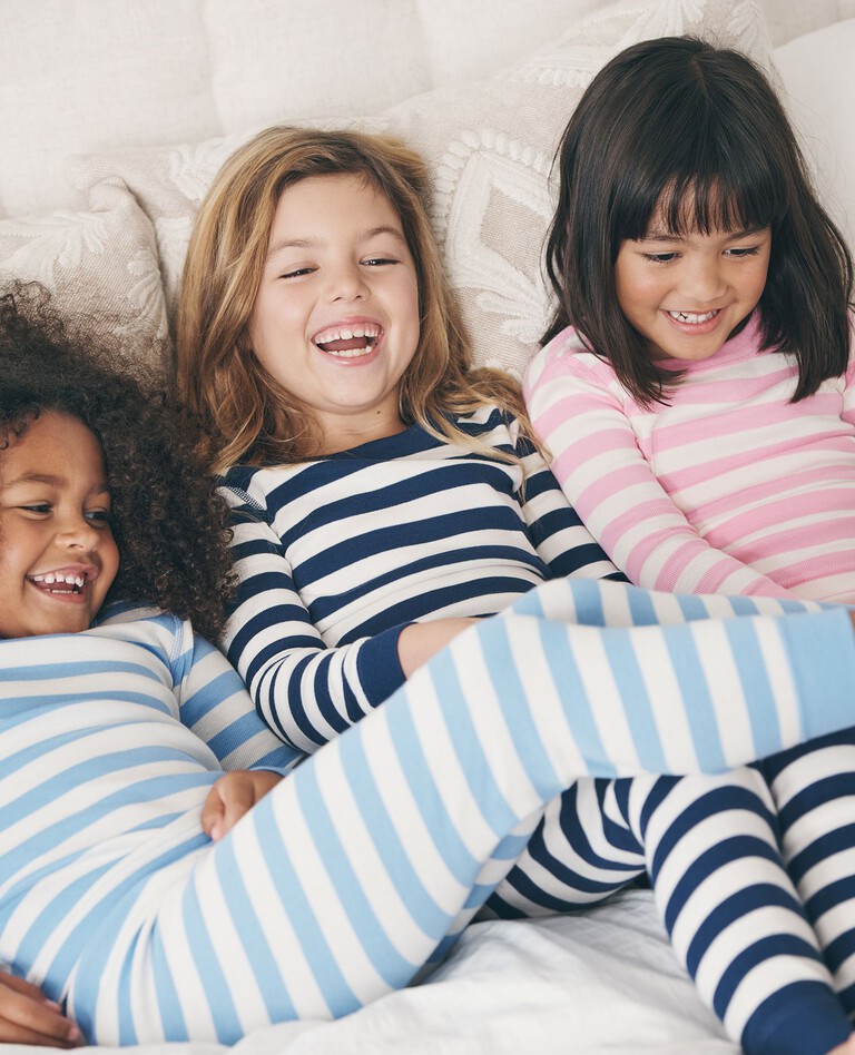 Striped Long John Pajama Set in Fondant Pink - main