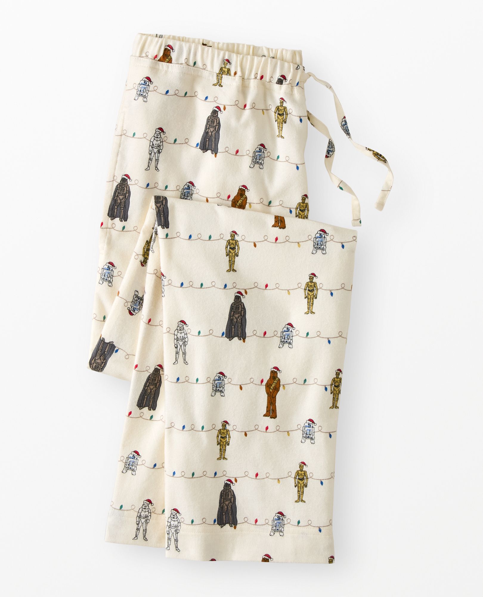 Adult STAR WARS™ Holiday Flannel Pajama Pants in Star Wars String Lights on Ecru - main