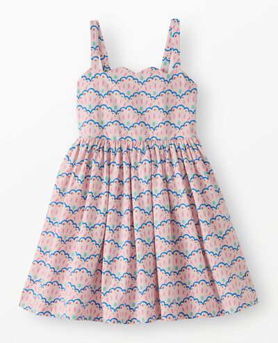 Sleeveless Scalloped Skater Dress with Pockets in Scalloped Stripes - main