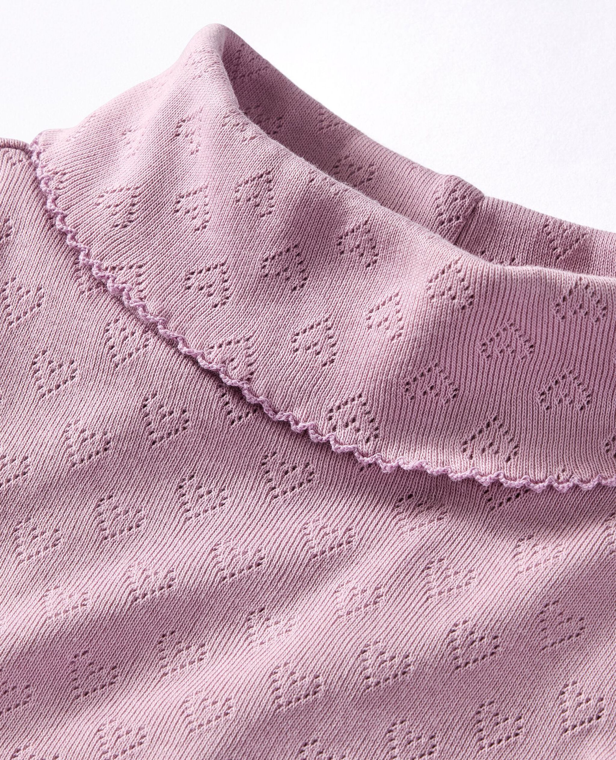 Long Sleeve Pointelle Heart Turtleneck Top in Cosmic Purple - main