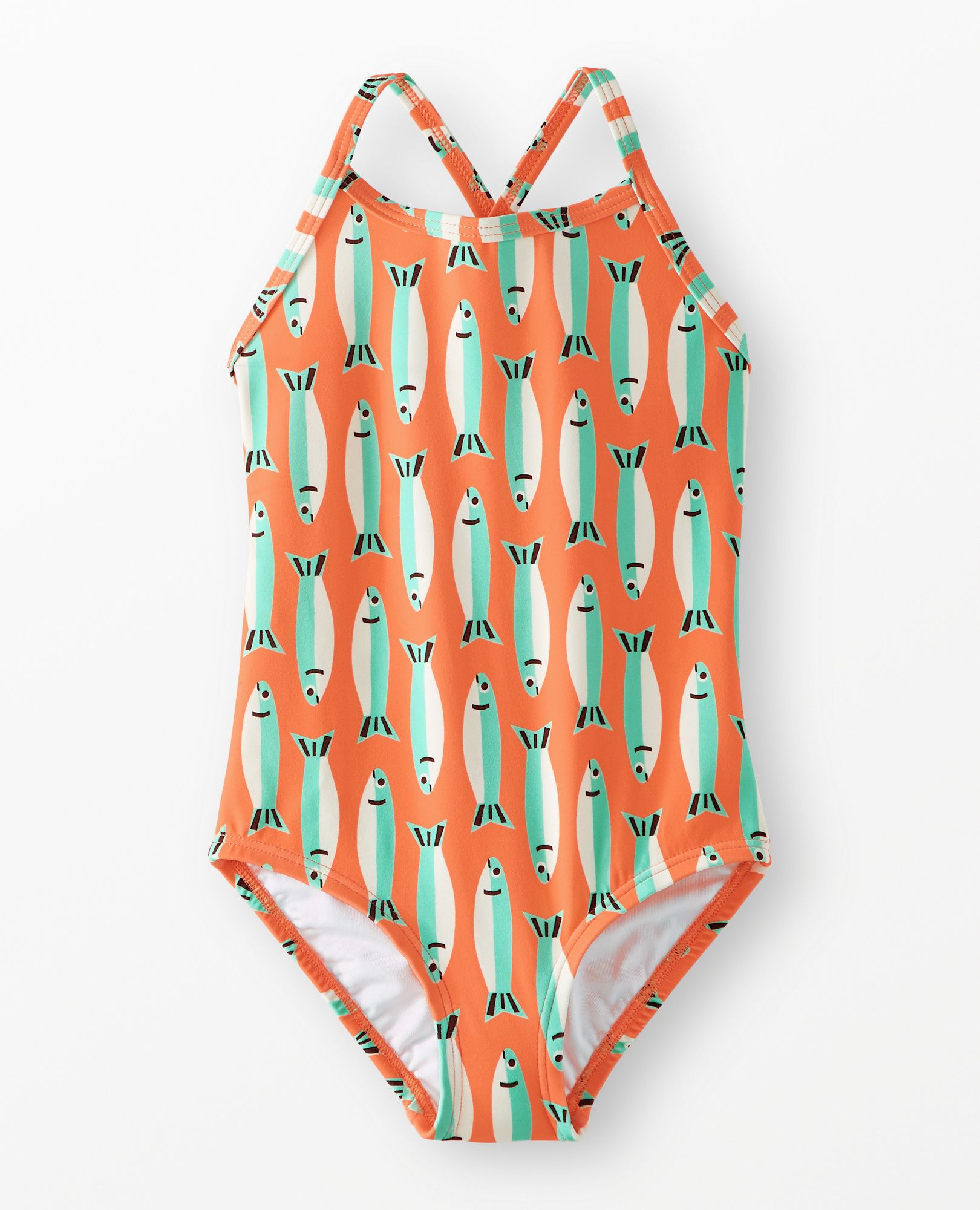One-Piece Swimsuit in Sardines on Orange - main