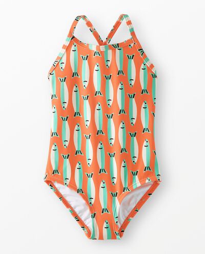 One-Piece Swimsuit in Sardines on Orange - main
