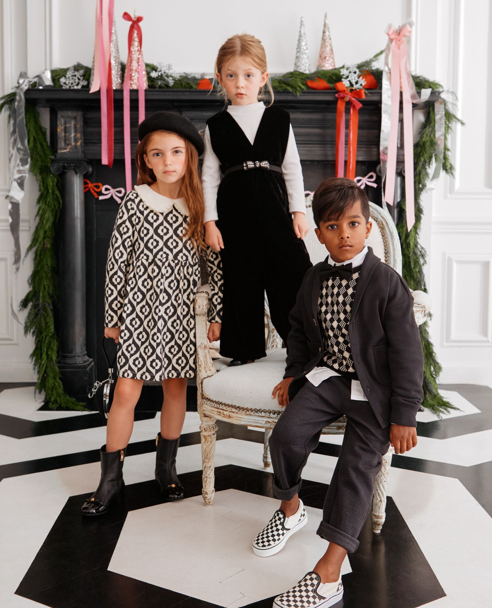 Jacquard Sweater in Black/Lambs Wool - main