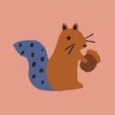 Baby French Terry Sweatshirt & Sweatpants Set in Squirrels on Brown - swatch