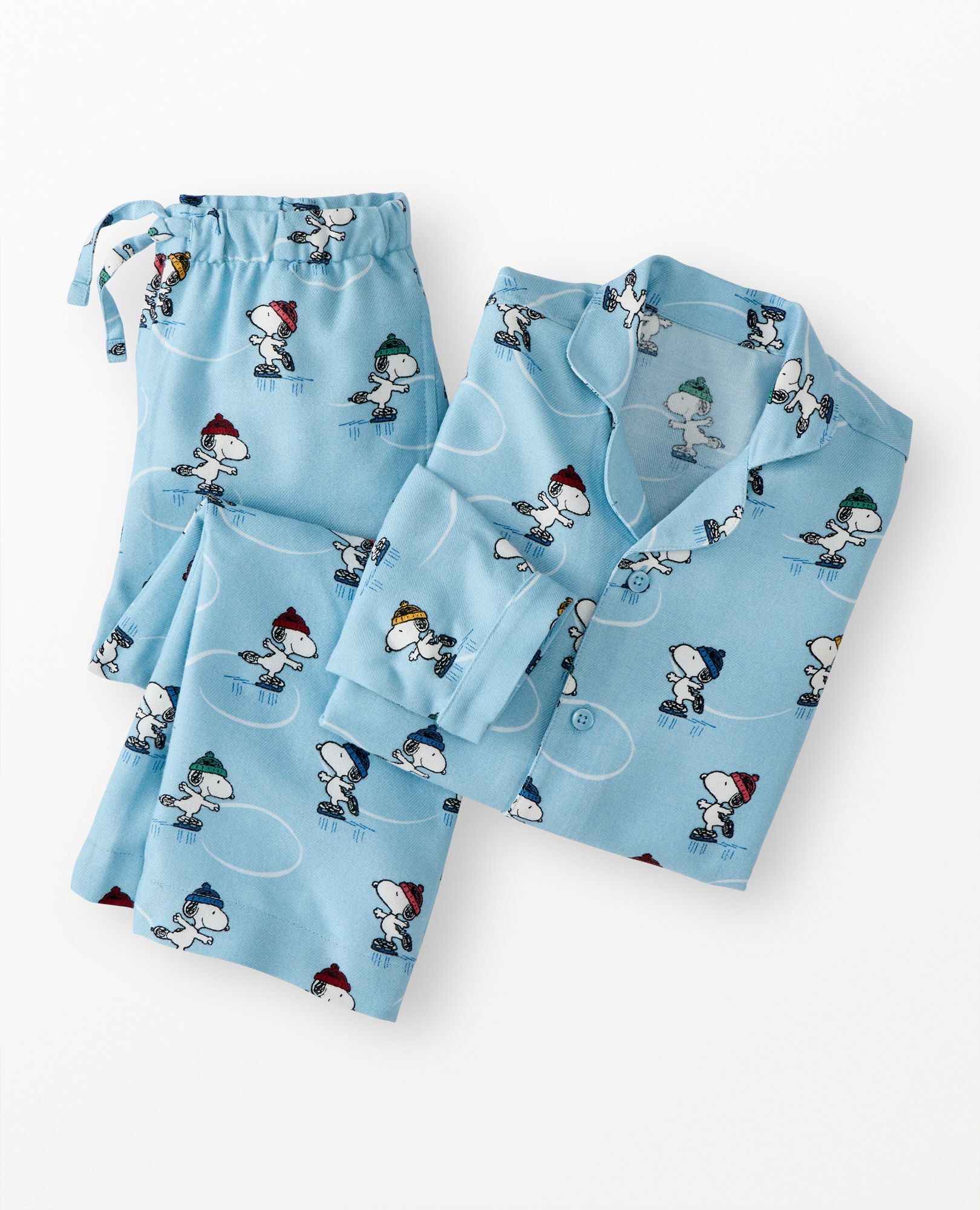 Peanuts Holiday Flannel Pajama Set in Snoopy Ice Skating Rink - main