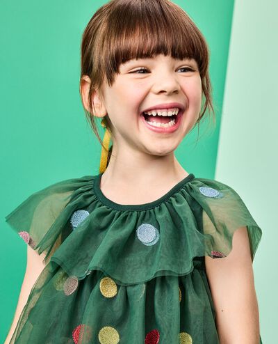 Tulle Christmas Tree Dress in Ornaments Embroidery - main