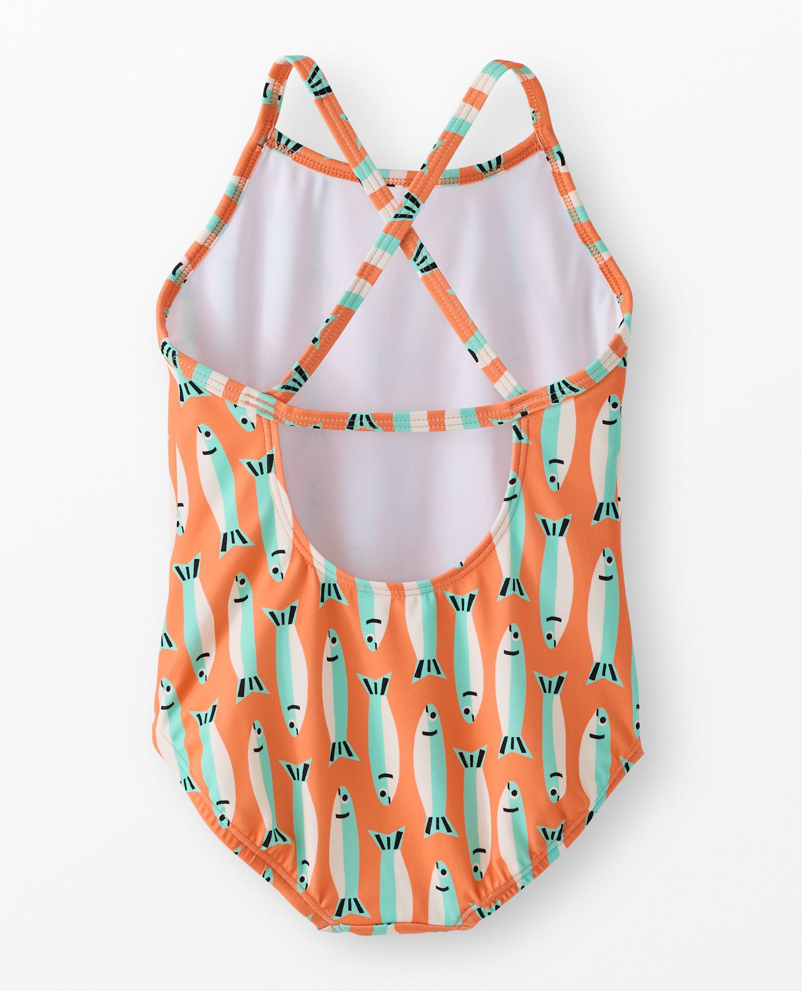 One-Piece Swimsuit in Sardines on Orange - main
