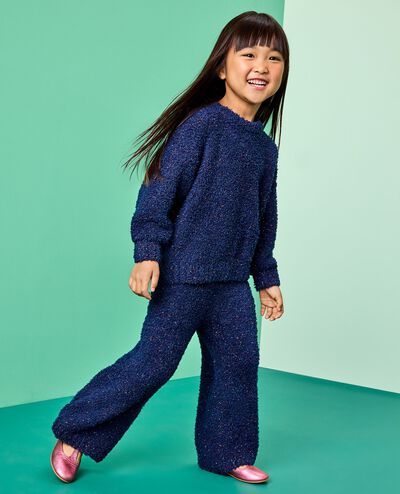 Marshmallow Fleece Sparkle Sweater & Pants Set in Navy Blue - main