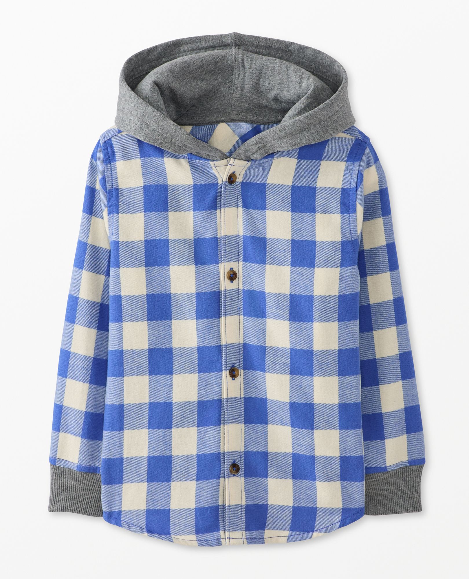 Blue flannel jacket with hood deals