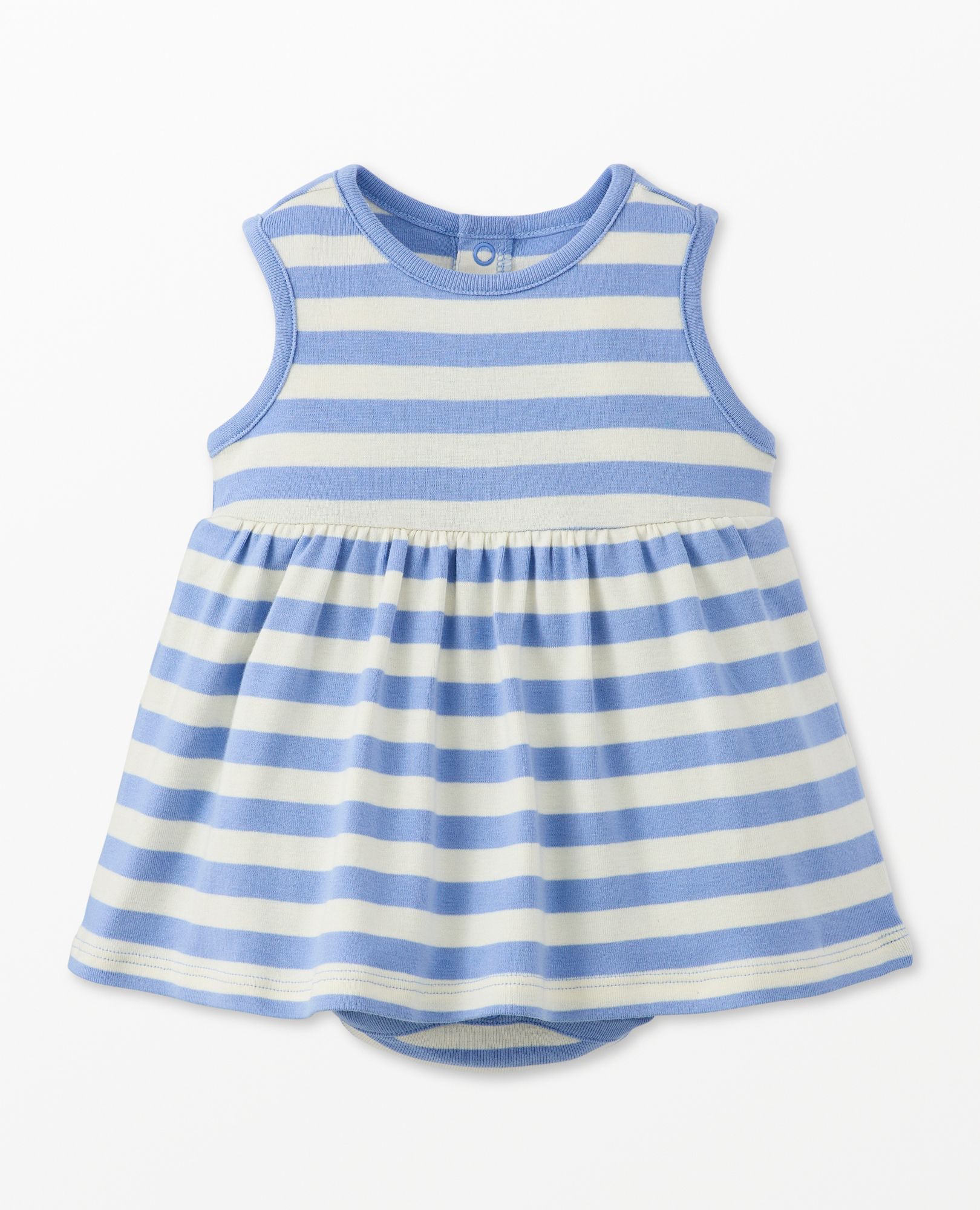 Baby Sleeveless Skirted Bodysuit in Storm Blue/Ecru  - main