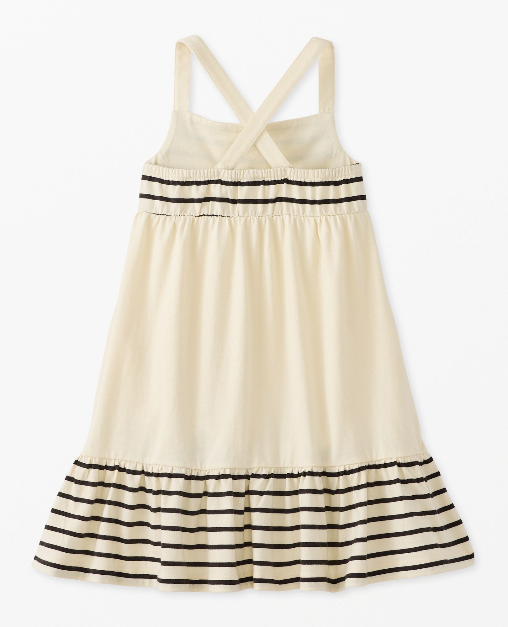 Sleeveless Striped Crossback Dress with Pockets in Ecru - main