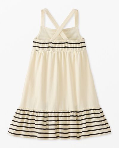 Sleeveless Striped Crossback Dress with Pockets in Ecru - main