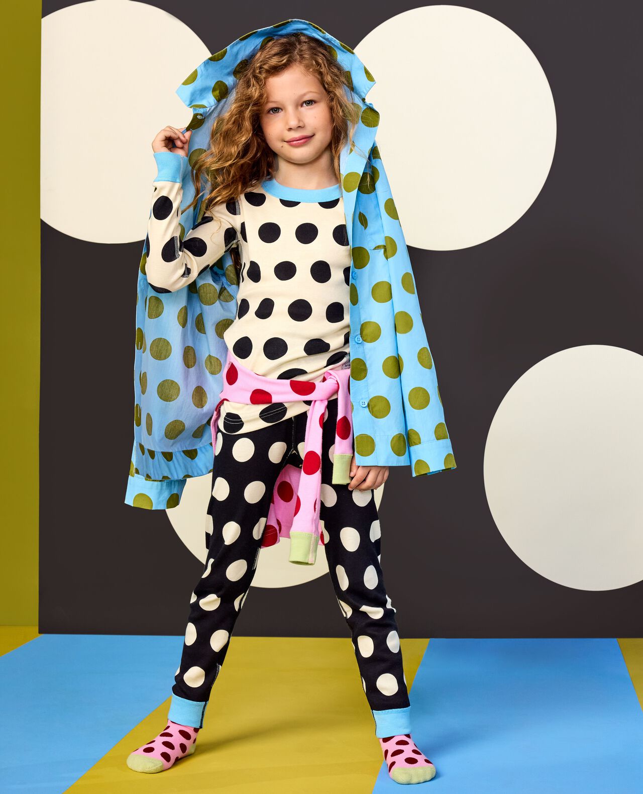 Dusen Dusen HannaJams⢠Pajama Set in Sweet Corn/Caviar Dots - main