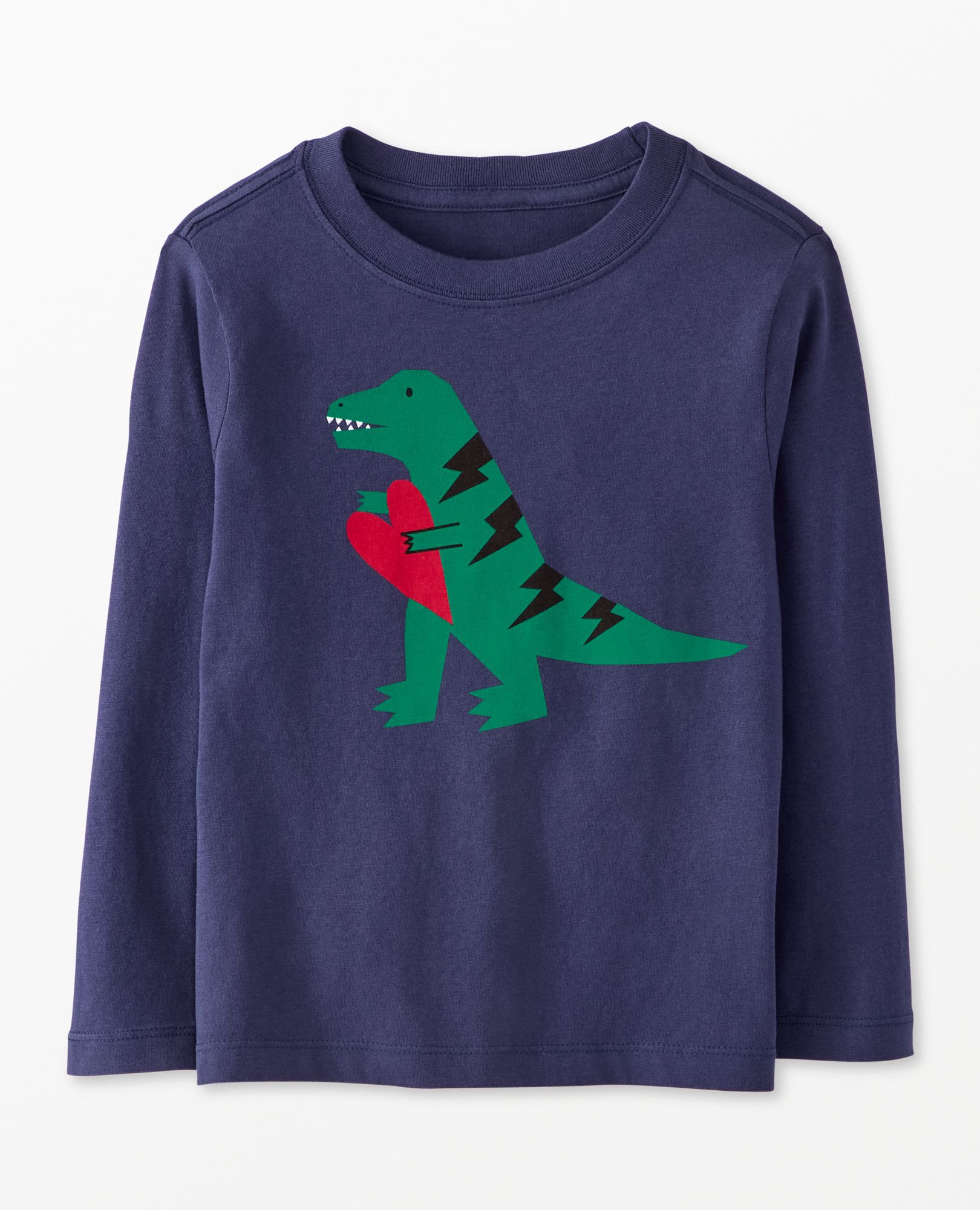 Long Sleeve Classic Fit Graphic T-Shirt in Dino Love on Navy - main