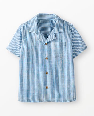 Poplin Button Up Shirt in Swedish Sky/Ecru - main