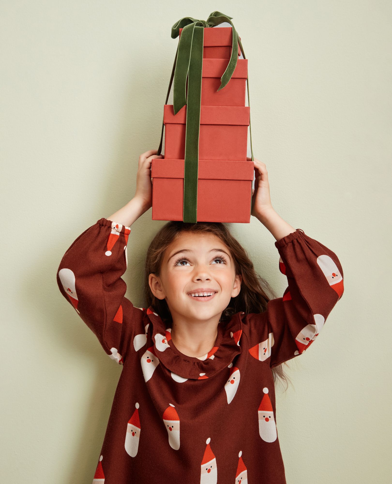 Holiday Flannel Nightgown in Scandi Santa on Cocoa Brown - main