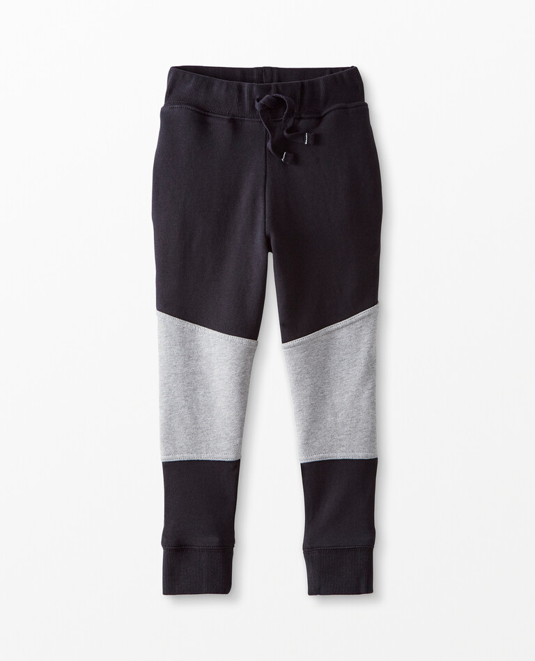 Colorblock Double Knee Slim Sweatpant In French Terry in Black - main