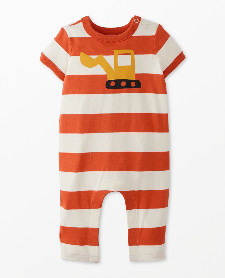Baby Graphic Striped Romper in Persimmon - main