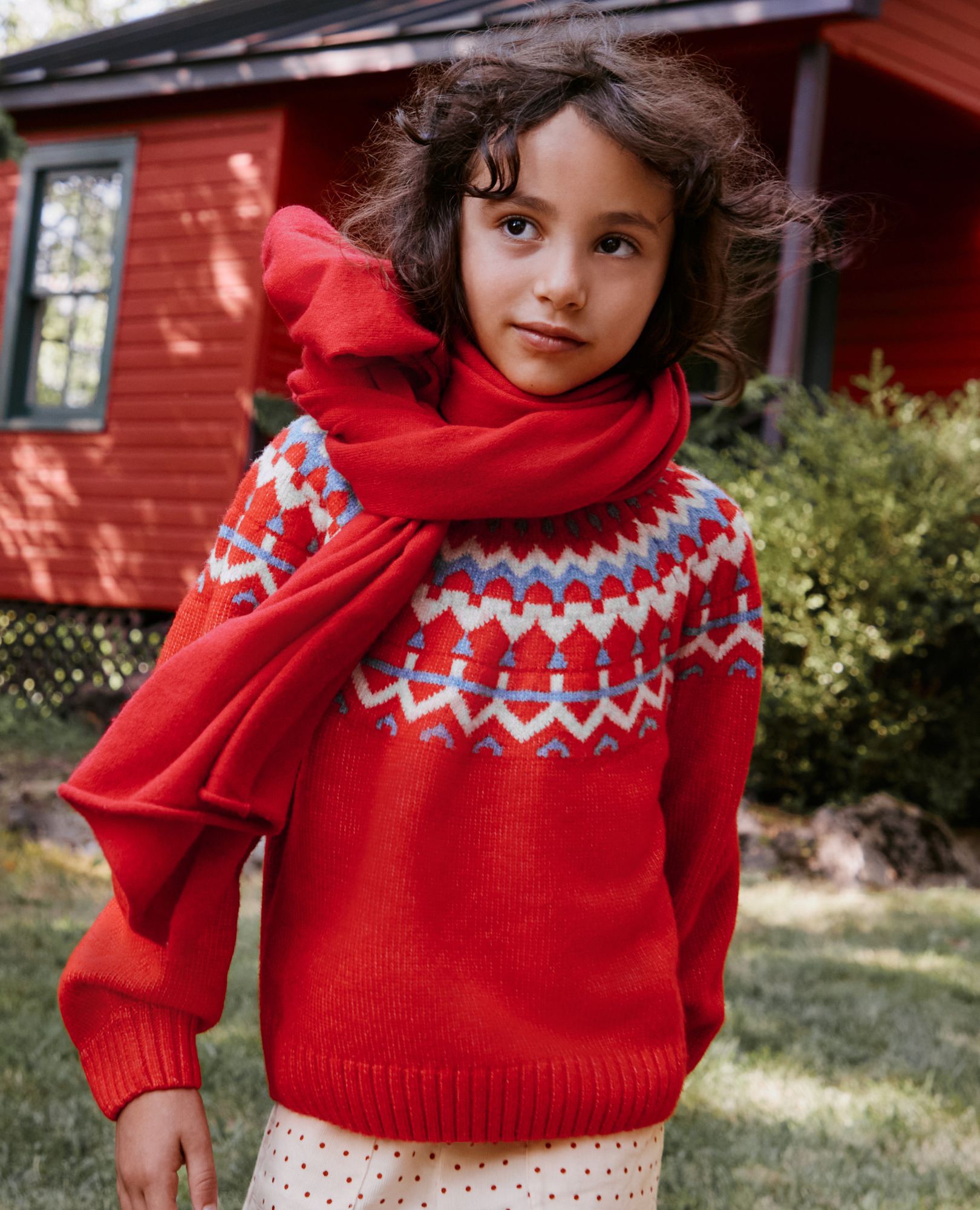 Holiday Fair Isle Sweater in Homey Fairisle on Red - main