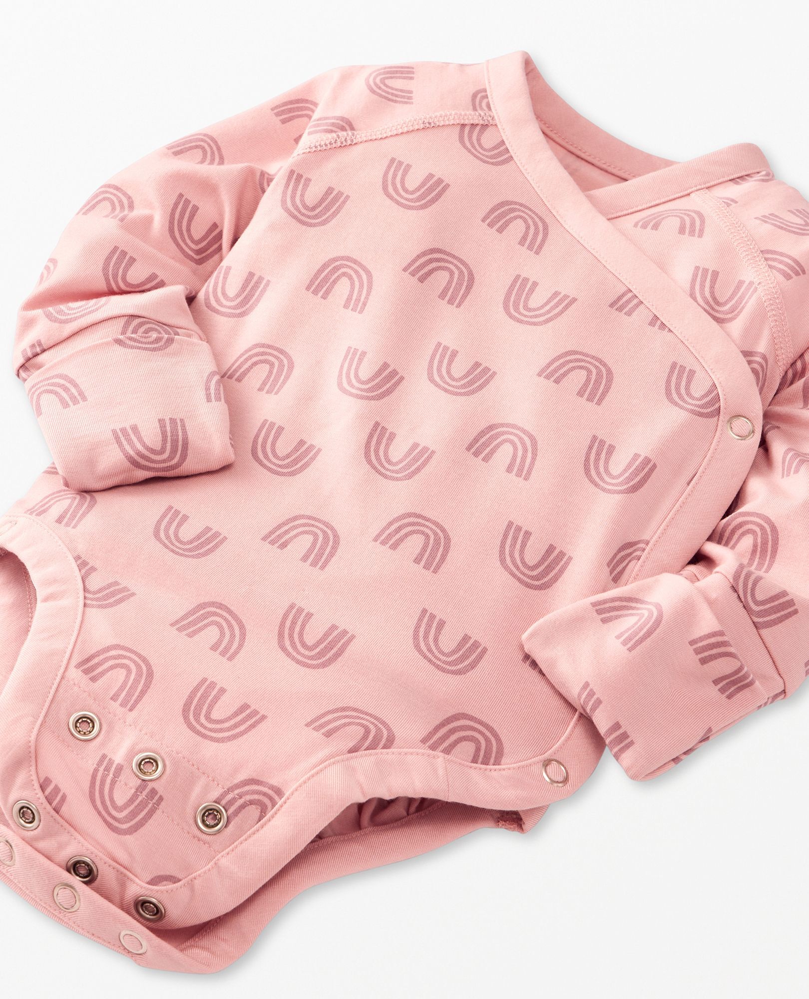 Baby Layette  Wrap Top & Wiggle Pants in HannaSoft™ in Blush Pink Rainbow - main