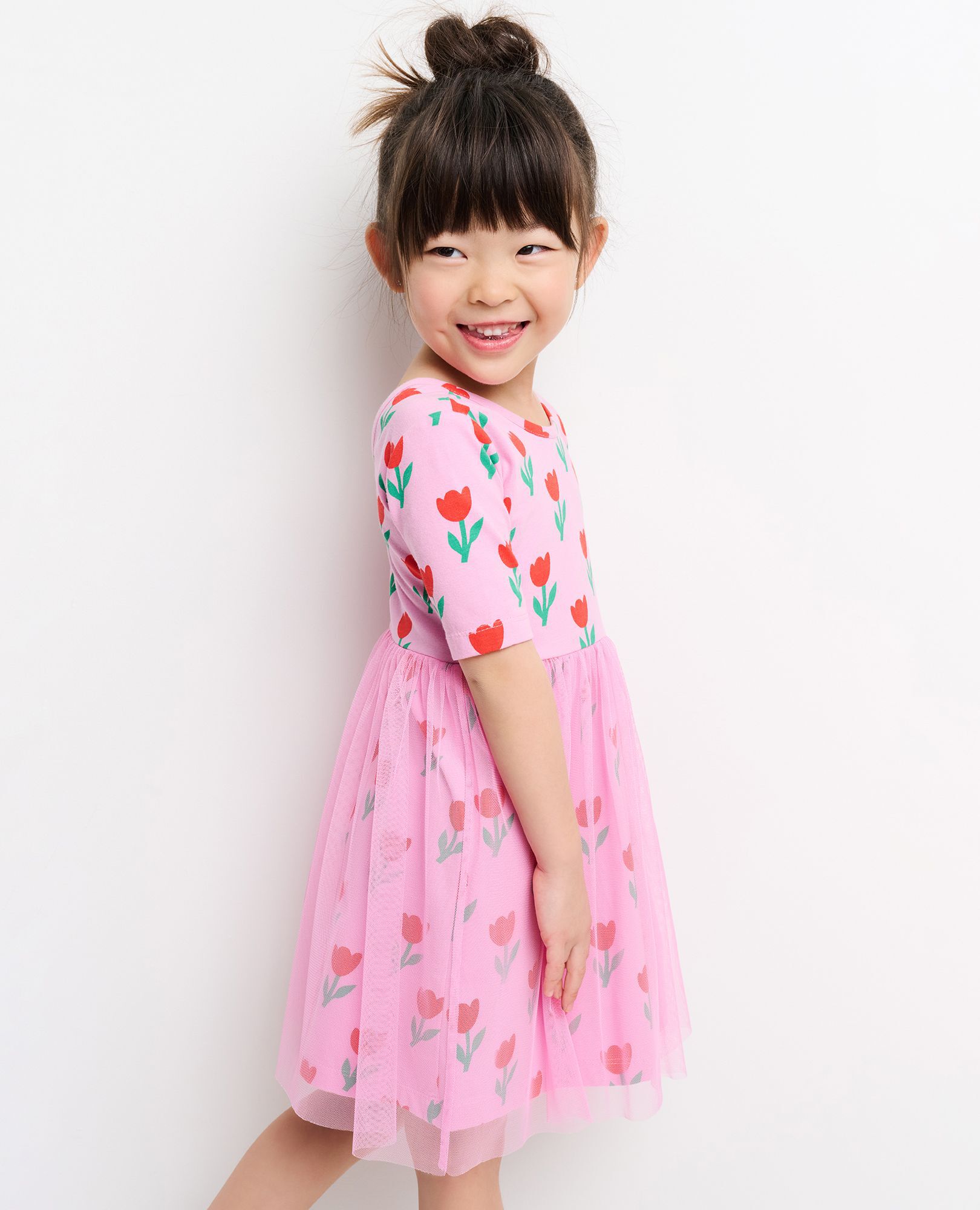Print Tulle Skater Dress with Pockets