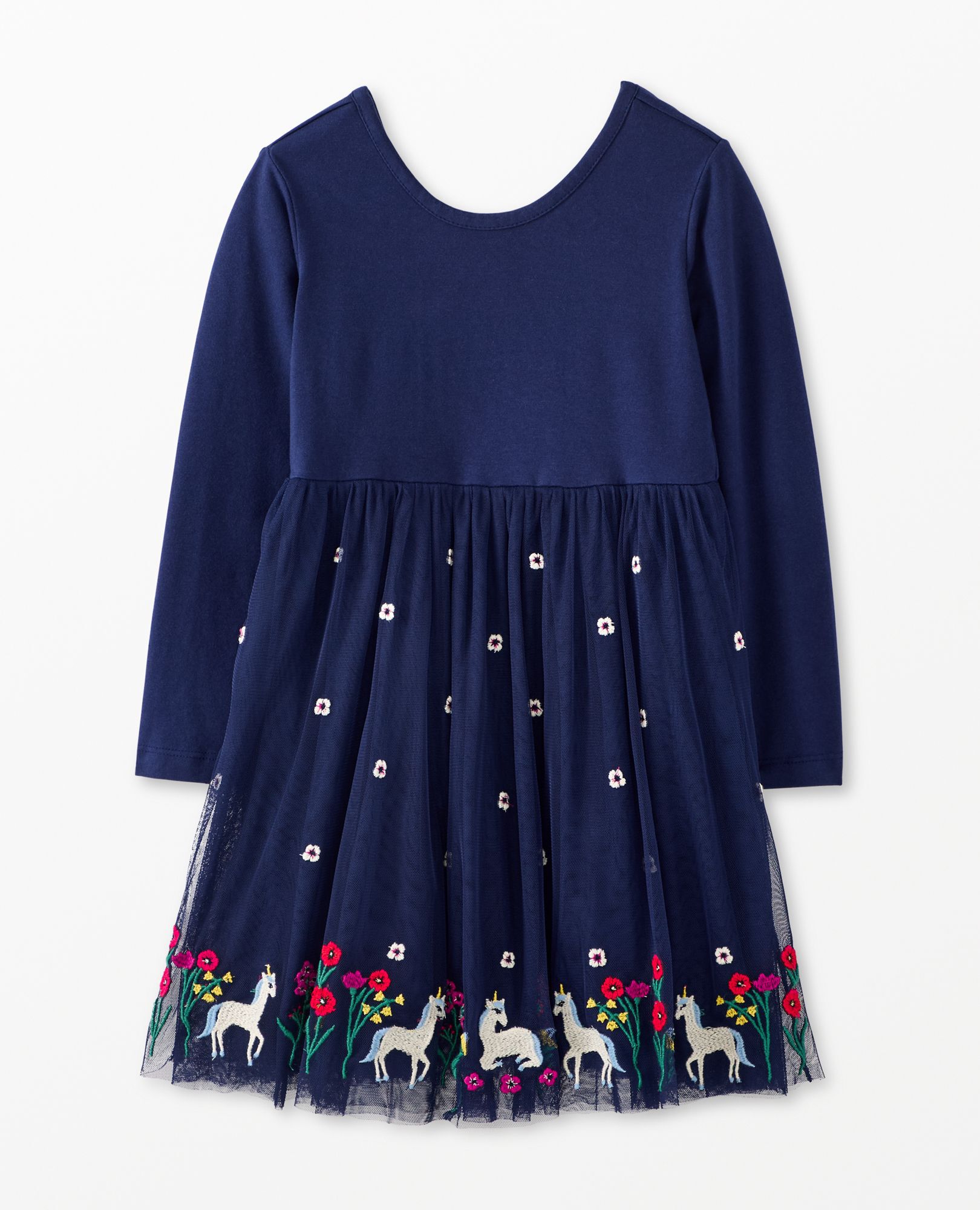 Long Sleeve Tulle Embroidered Skater Dress