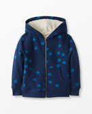 Rainbow Faux Shearling Lined Hoodie in Blue Stars - main