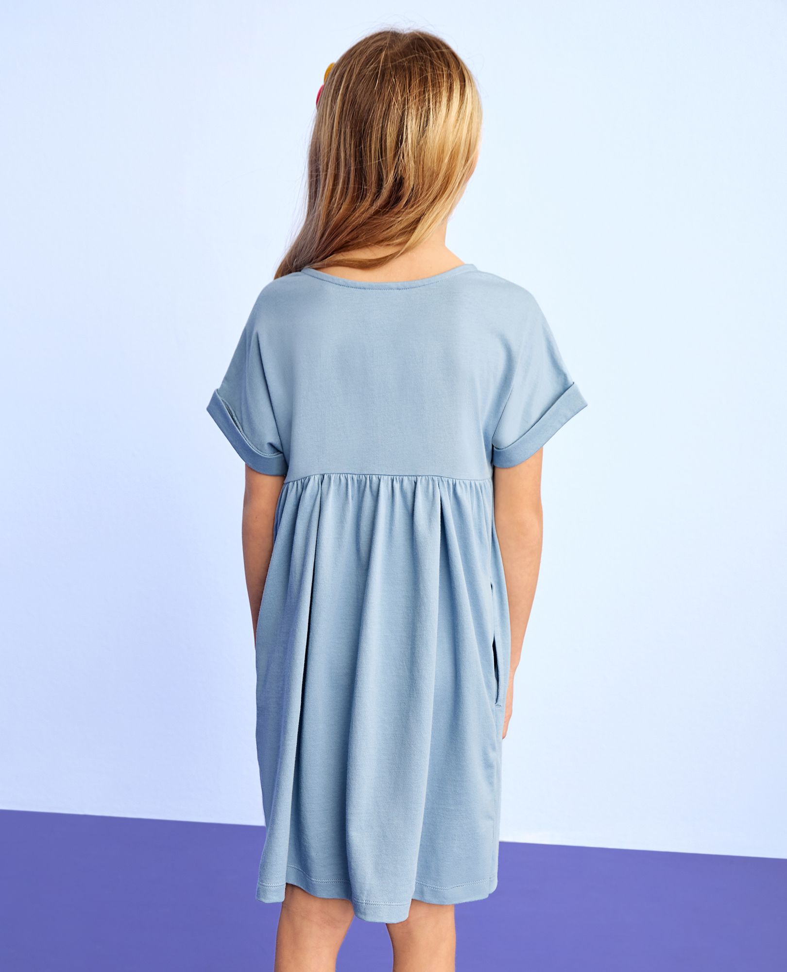 Dolman Sleeve Smocked Dress with Pockets in Forever Blue - main