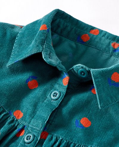 Corduroy Button-Front Dress with Pockets in Apples on Everglade - main