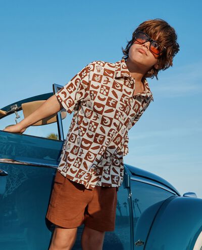 Oversized Button Up Shirt in Tortoise Shell Beachy Checkerboard - main