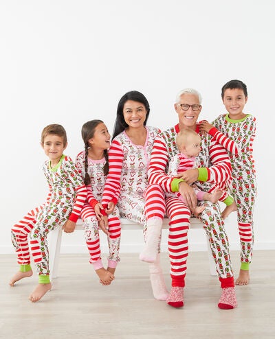 Adult Dr. Seuss Grinch Long John Pajama Top in Grinch Mix It Up - main