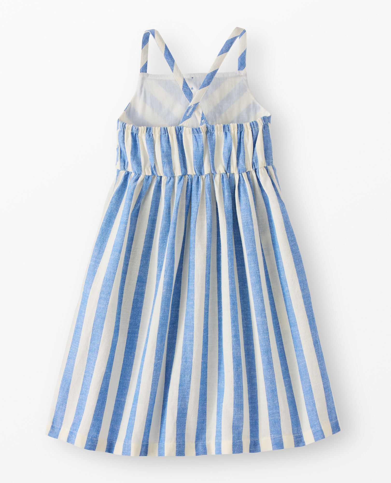 Sleeveless Linen Midi Dress with Pockets in Horizon Blue/Ecru - main