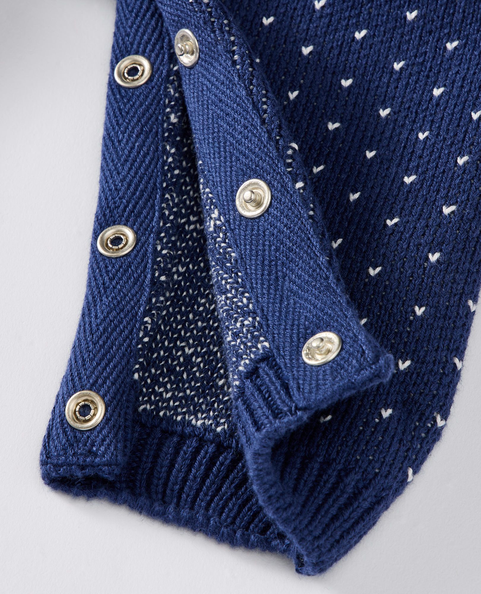 Baby Holiday Sweater Romper in Dear Deer on Navy - main