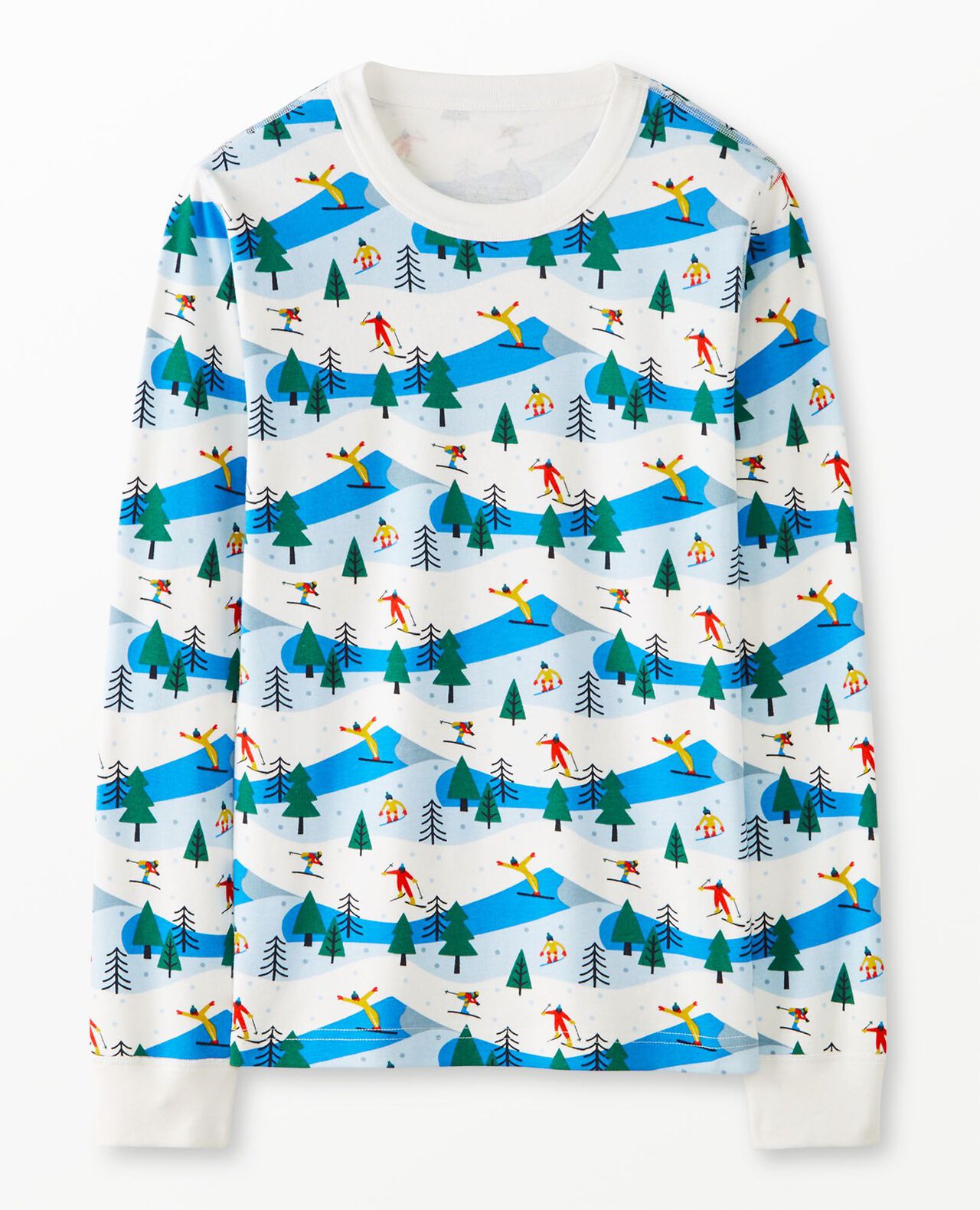 Adult Holiday Long John Pajama Top in Ski Slope - main