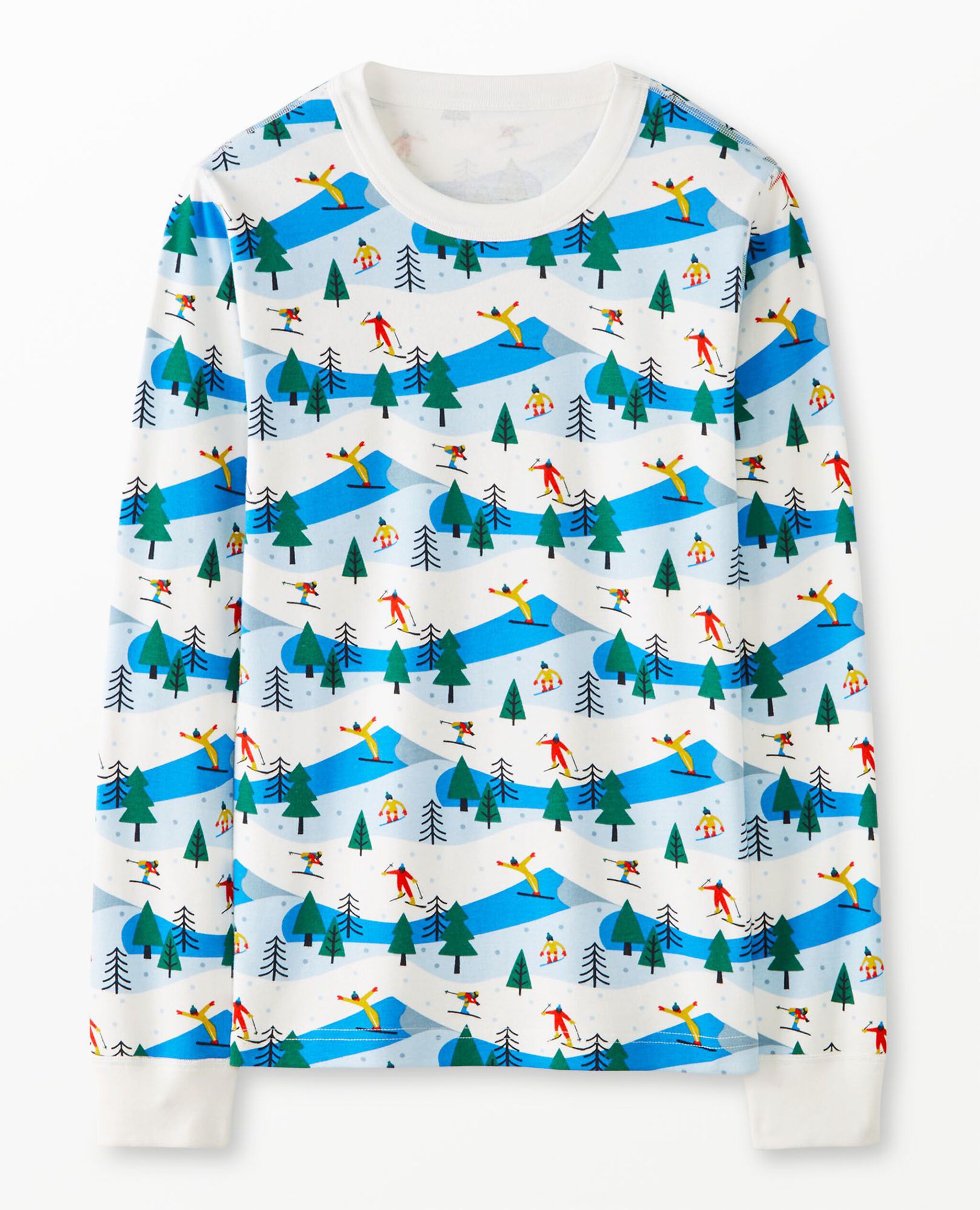 Adult Holiday Long John Pajama Top in Ski Slope - main
