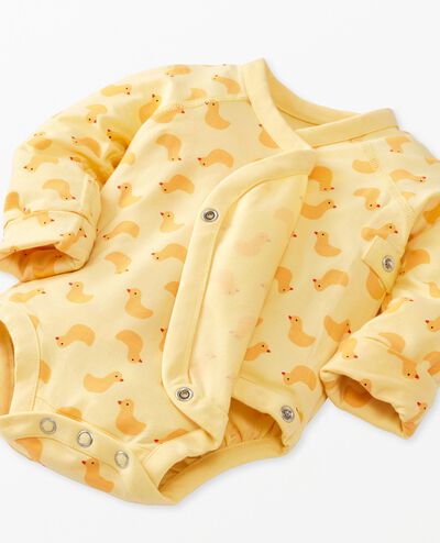 Baby Layette  Wrap Top & Wiggle Pants in HannaSoft™ in Pepper the Duck on Limoncello - main