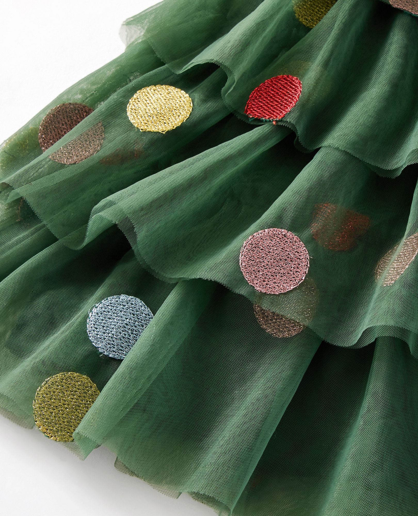Baby Tulle Christmas Tree Dress in Ornaments Embroidery - main