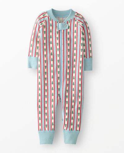 Holiday HannaJams™ Sleeper in Tree Ribbons on Blue - main