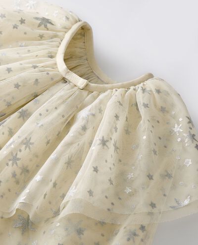 Shimmer Tulle Ruffle Cape in Ecru - main