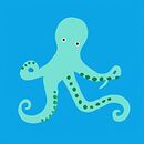 Baby Rashguard Swimsuit in Opal Octopus on Swedish Sky - swatch