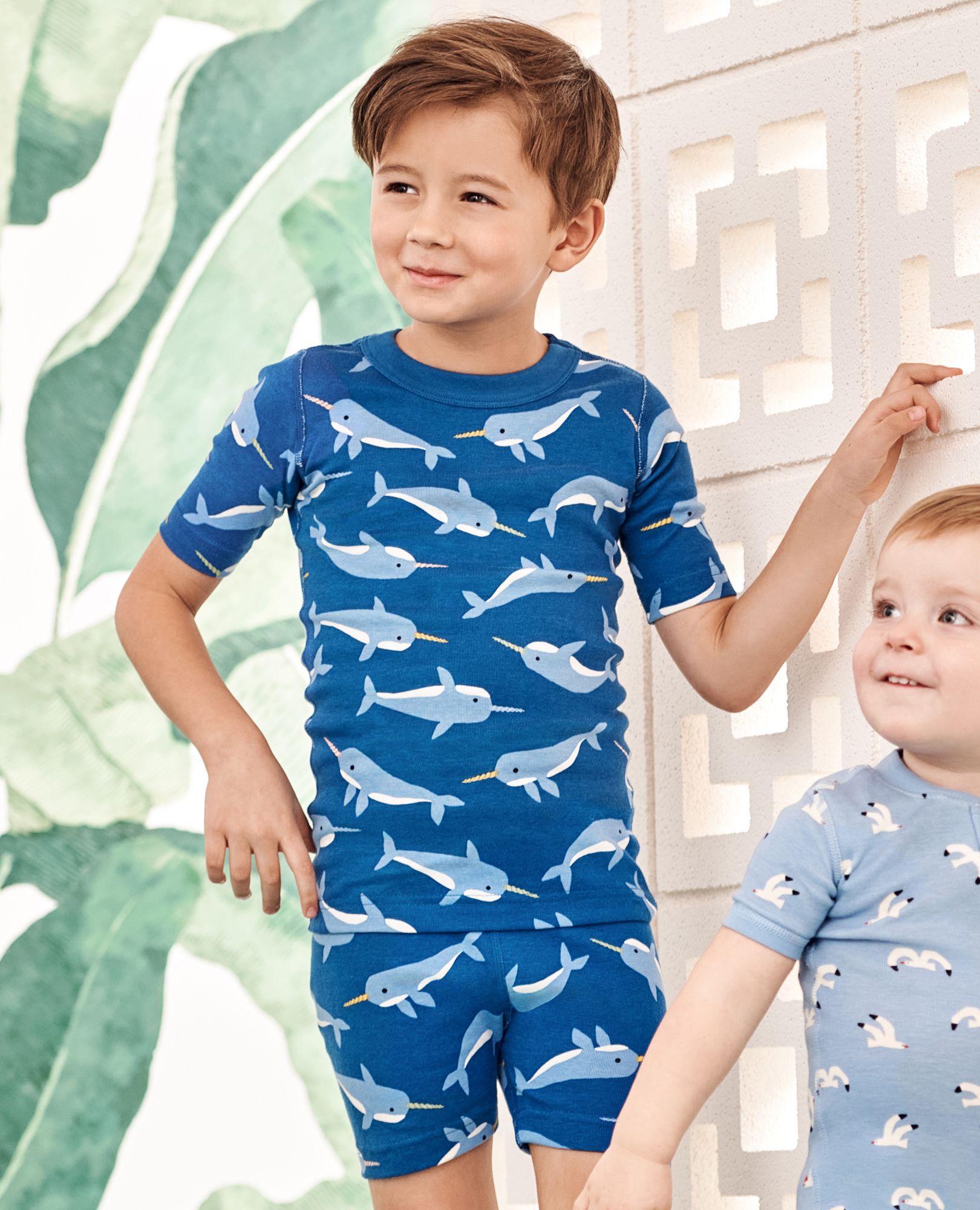 HannaJams™ Pajama Set in Magical Narwhal on Plunge Blue - main