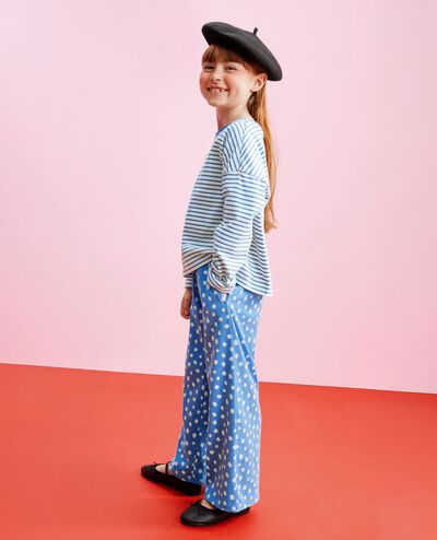 Bracelet Length Top & Wide Leg Pants Set in Horizon Blue/Ecru - main