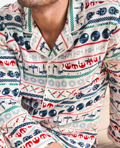 Adult STAR WARS™ Holiday Flannel Pajama Top in Ecru Star Wars Fairisle - main