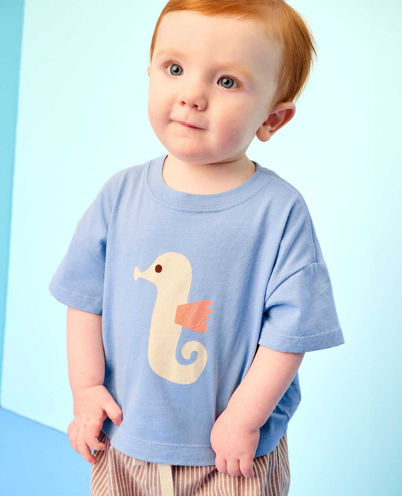 Baby Relaxed Fit Graphic T-Shirt in Seahorse on Storm Blue - main