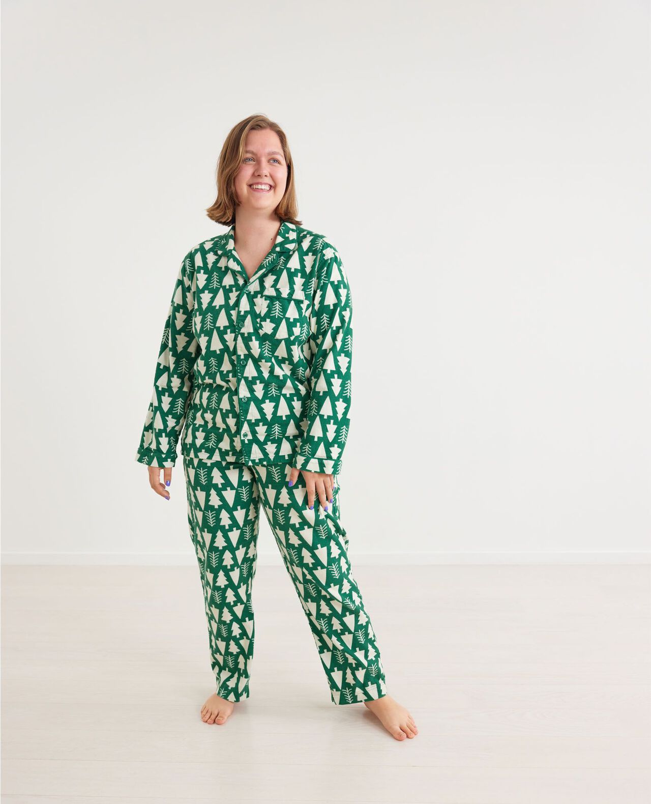Adult Holiday Flannel Pajama Pants in Winter Green - main